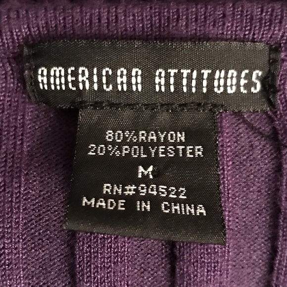 Plunge Neckline Long Sleeve Stretch Knt Purple Top - Picture 6 of 7